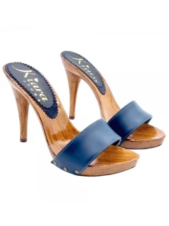 Kiara Shoes ZOCCOLI IN PELLE CON... Blu Online