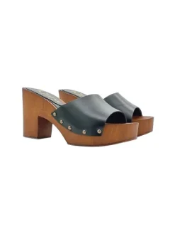 Kiara Shoes Zoccoli in pelle nera con... Nero