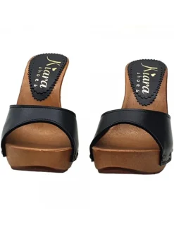 Kiara Shoes ZOCCOLI IN PELLE NERA CON... Nero Clearance