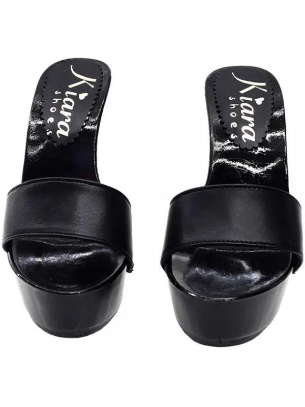 Kiara Shoes ZOCCOLI IN PELLE NERA TACCO 13 Nero Best