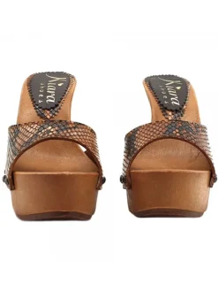 Kiara Shoes ZOCCOLI IN PITONE NOCCIOLA