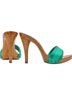 Kiara Shoes ZOCCOLI IN RASO CON... Verde