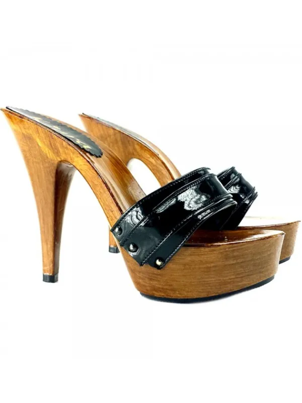 Kiara Shoes ZOCCOLI IN VERNICE NERA Nero Outlet