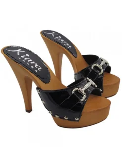 Kiara Shoes ZOCCOLI IN VERNICE NERA CON... Nero Hot