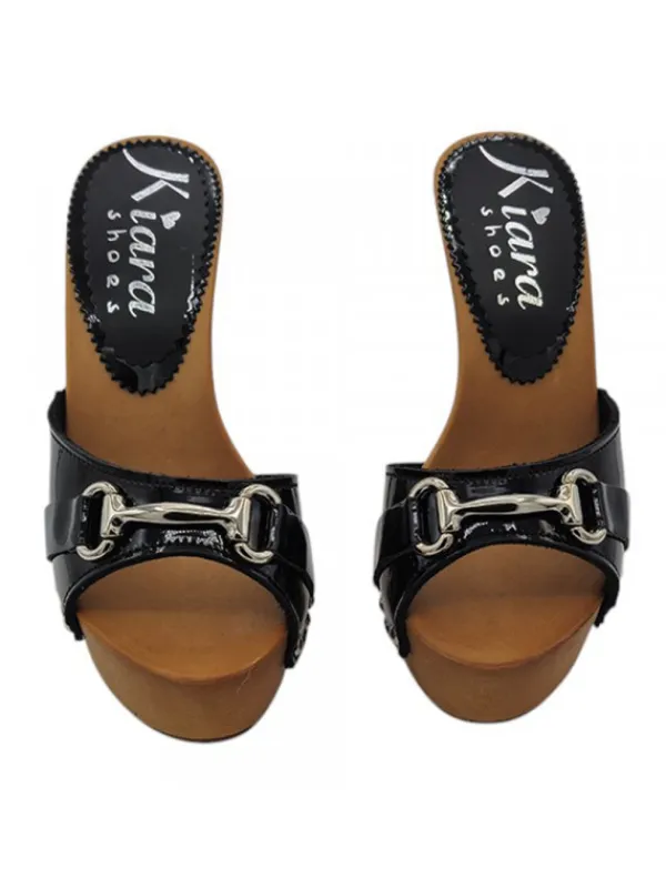 Kiara Shoes ZOCCOLI IN VERNICE NERA CON... Nero Hot