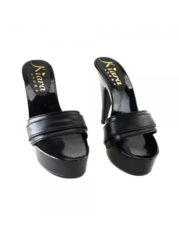 Kiara Shoes ZOCCOLI LACCATI NERI IN... Nero Hot