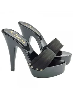 Kiara Shoes ZOCCOLI LACCATI NERI TACCO 13 Nero Outlet