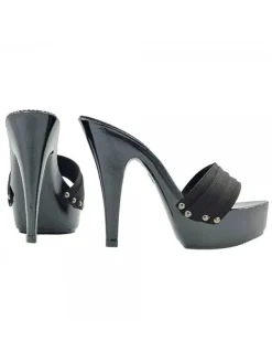 Kiara Shoes ZOCCOLI LACCATI NERI TACCO 13 Nero Outlet