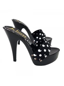 Kiara Shoes ZOCCOLI LACCATI POIS Nero Outlet