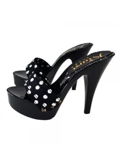 Kiara Shoes ZOCCOLI LACCATI POIS Nero Outlet