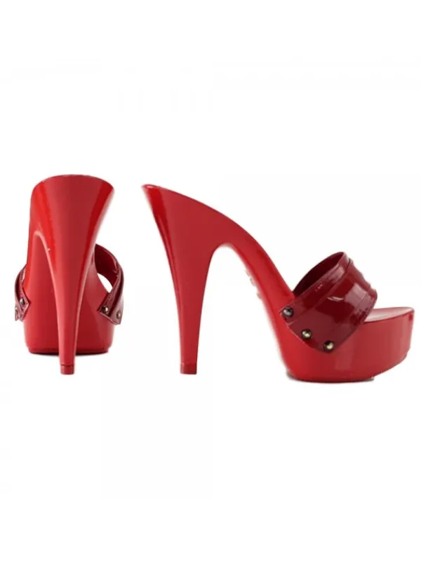Kiara Shoes ZOCCOLI LACCATI ROSSI TACCO 13 Rosso Outlet