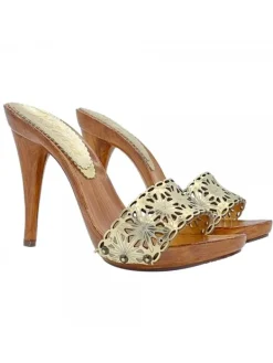 Kiara Shoes ZOCCOLI LASERATI IN PELLE... Oro Sale