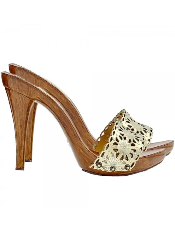 Kiara Shoes ZOCCOLI LASERATI IN PELLE... Oro Sale