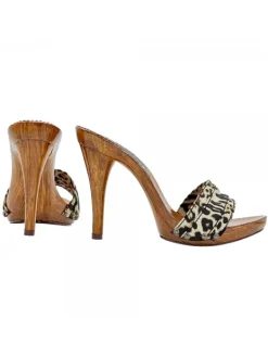 Kiara Shoes ZOCCOLI LEOPARDATI TACCO 12 New