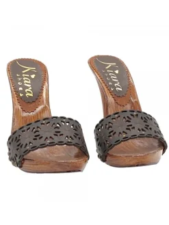 Kiara Shoes ZOCCOLI MARRONI LASERATI IN... Marrone Sale