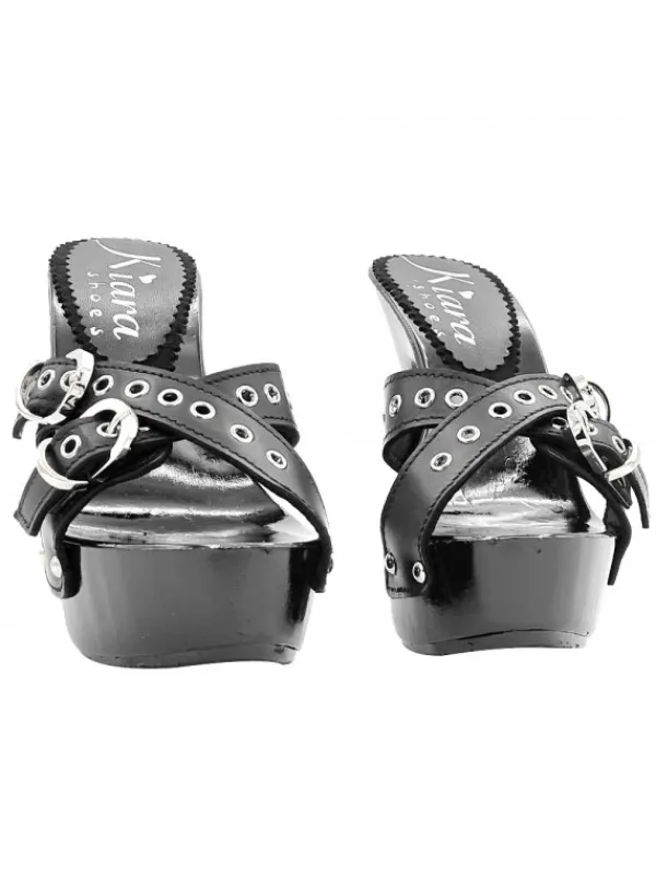 Kiara Shoes ZOCCOLI NERI CON FASCE... Nero