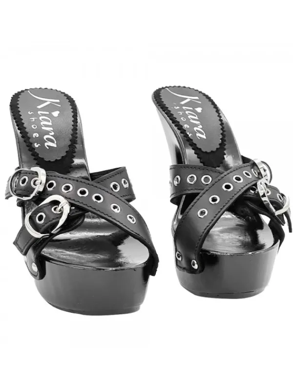 Kiara Shoes ZOCCOLI NERI CON FASCE... Nero