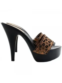Kiara Shoes ZOCCOLI NERI CON FASCIA... Cuoio