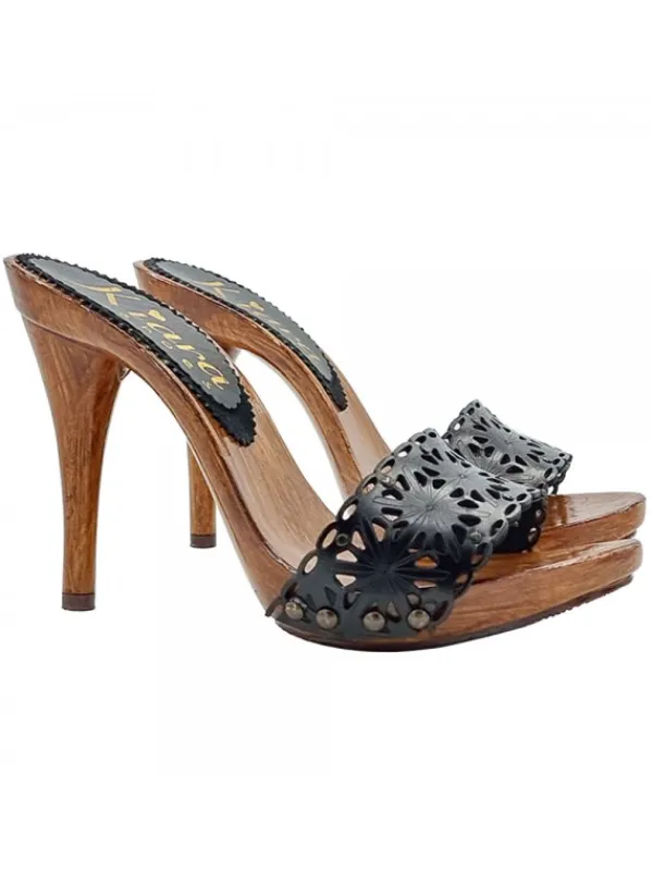 Kiara Shoes Zoccoli neri con fascia in... Nero Discount