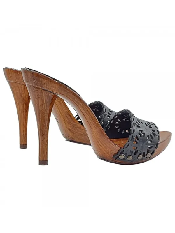 Kiara Shoes Zoccoli neri con fascia in... Nero Discount