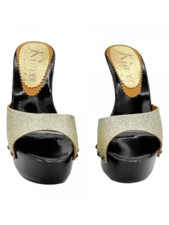 Kiara Shoes ZOCCOLI NERI CON FASCIA ... Oro New