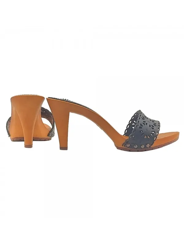 Kiara Shoes Zoccoli neri con tomaia in... Nero New