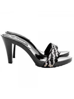 Kiara Shoes ZOCCOLI NERI FASCIA STRASS... Nero Outlet