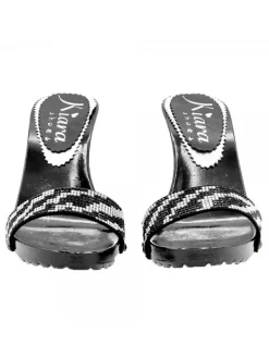Kiara Shoes ZOCCOLI NERI FASCIA STRASS... Nero Outlet