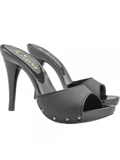 Kiara Shoes ZOCCOLI NERI IN PELLE CON... Nero Outlet