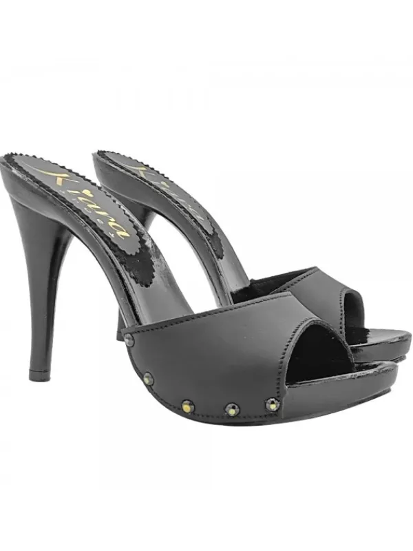 Kiara Shoes ZOCCOLI NERI IN PELLE CON... Nero Outlet