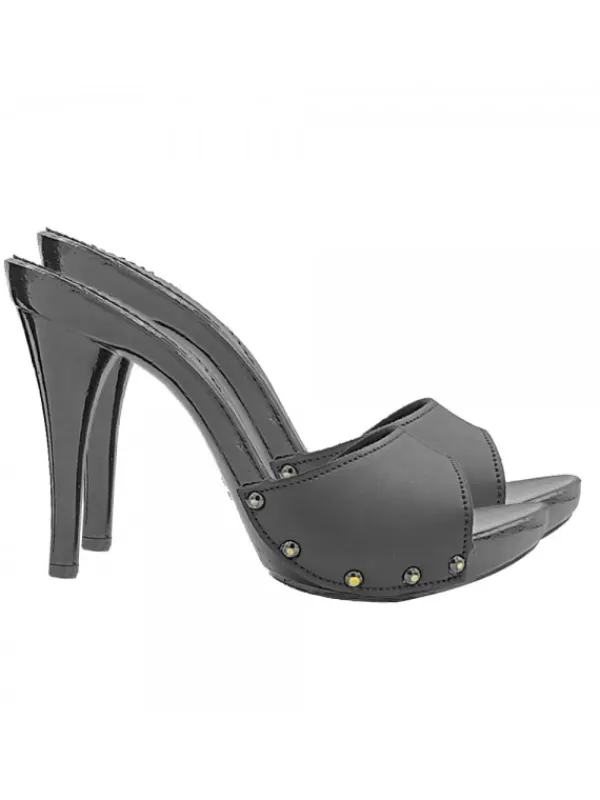 Kiara Shoes ZOCCOLI NERI IN PELLE CON... Nero Outlet