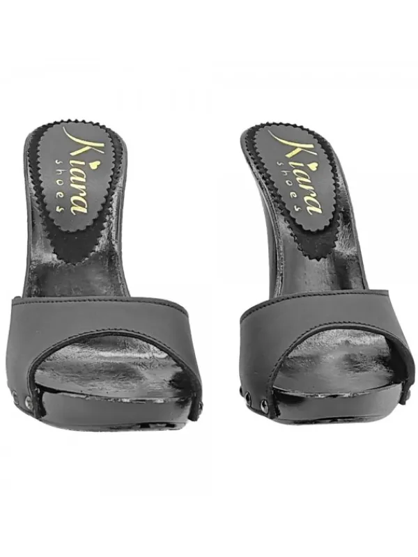 Kiara Shoes ZOCCOLI NERI IN PELLE CON... Nero Outlet