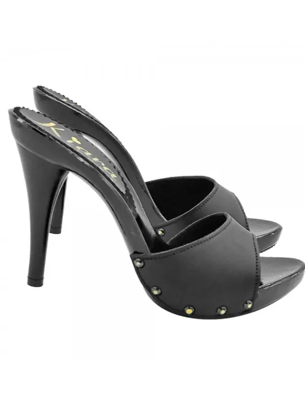 Kiara Shoes ZOCCOLI NERI IN PELLE CON... Nero Outlet
