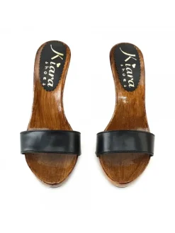 Kiara Shoes ZOCCOLI NERI IN PELLE CUCITI Nero