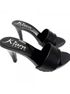 Kiara Shoes ZOCCOLI NERI IN PELLE TACCO 9 Nero Best