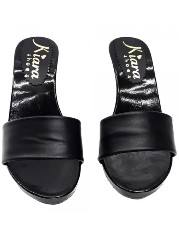 Kiara Shoes ZOCCOLI NERI IN PELLE TACCO 9 Nero Best