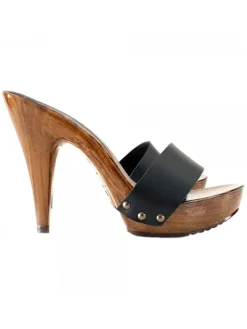 Kiara Shoes ZOCCOLI NERI IN PELLE TACCO... Nero Discount