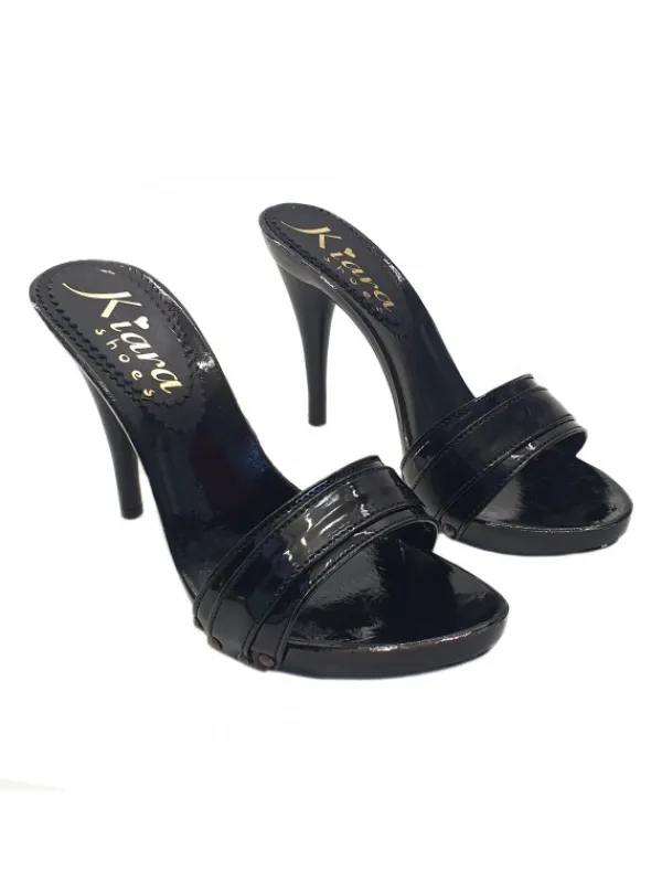 Kiara Shoes ZOCCOLI NERI IN VERNICE... Nero Clearance