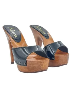 Kiara Shoes ZOCCOLI NERI IN VERNICE CON... Nero New