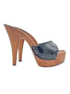 Kiara Shoes ZOCCOLI NERI IN VERNICE CON... Nero New