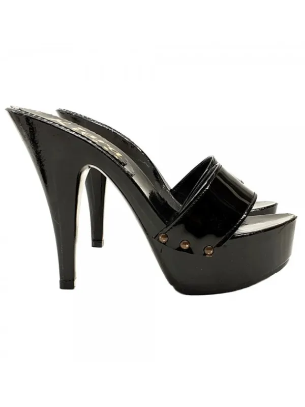 Kiara Shoes ZOCCOLI NERI LACCATI TACCO 13 Nero Hot