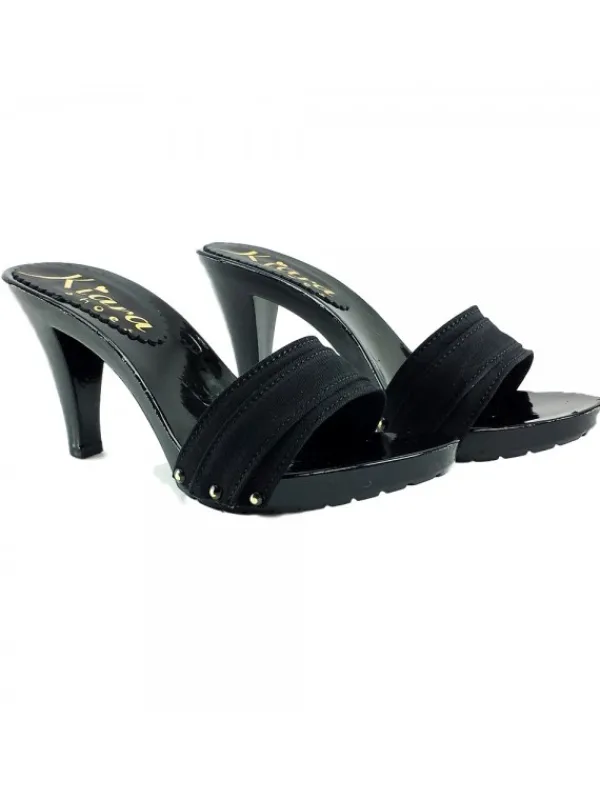Kiara Shoes ZOCCOLI NERI TACCO 9 CM Nero New