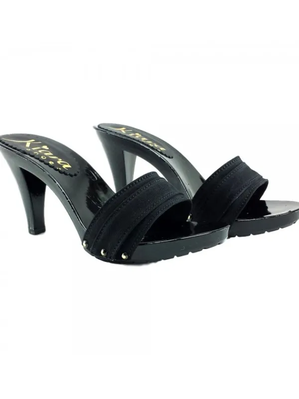 Kiara Shoes ZOCCOLI NERI TACCO 9 CM Nero New