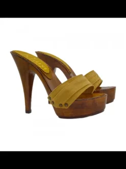 Kiara Shoes ZOCCOLI CON TACCO 13 CM Ocra
