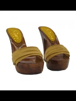 Kiara Shoes ZOCCOLI CON TACCO 13 CM Ocra