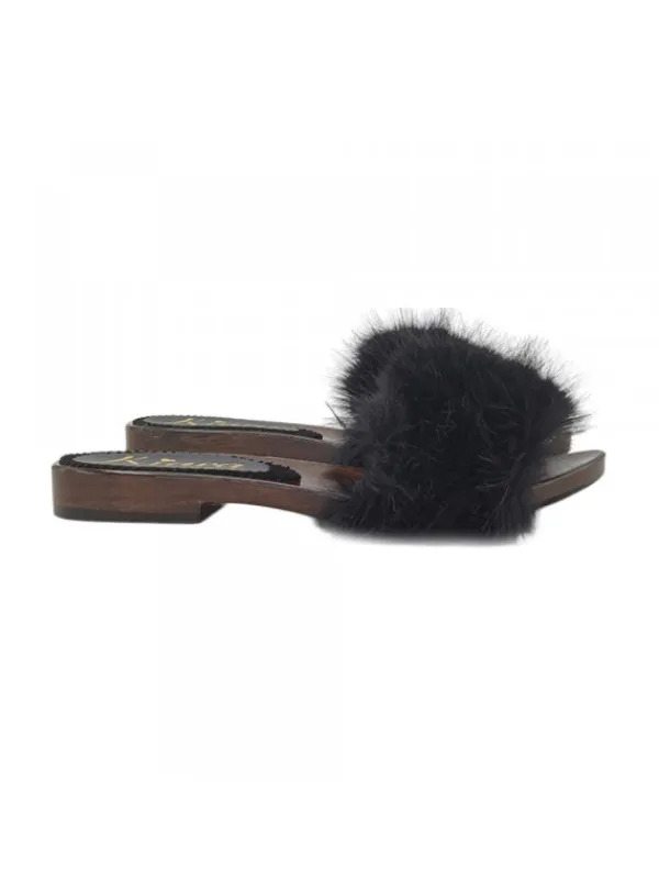 Kiara Shoes ZOCCOLI PELLICCIA BASSI Nero