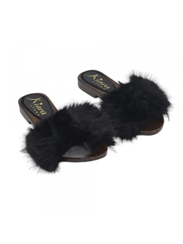 Kiara Shoes ZOCCOLI PELLICCIA BASSI Nero
