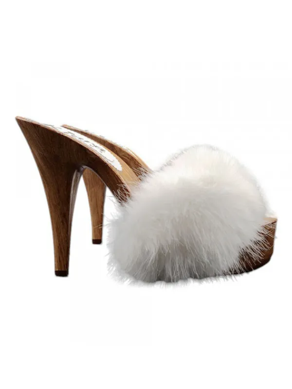 Kiara Shoes ZOCCOLI PELLICCIA ICE -... BIANCO Clearance