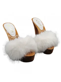 Kiara Shoes ZOCCOLI PELLICCIA ICE -... BIANCO Clearance