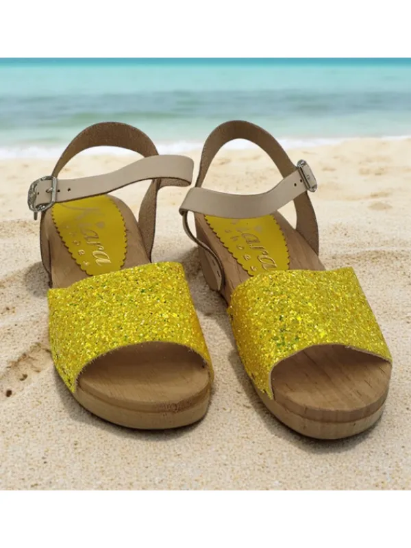 Kiara Shoes Zoccoli per bambina in vero... Giallo Outlet